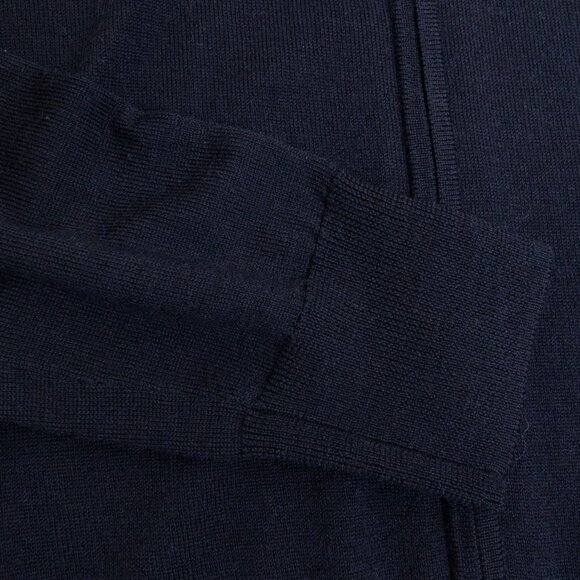 Brooks Brothers Merino Wool Full Zip Sweater Navy Blue Preppy Italian - Picture 10 of 12